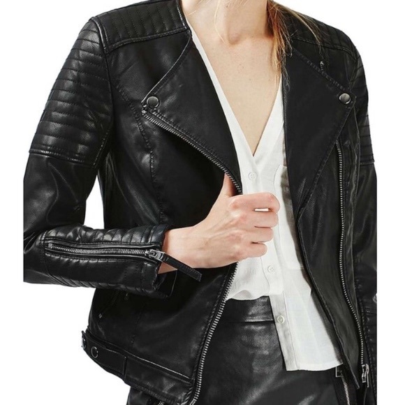 Topshop Jackets & Blazers - TopShop Faux Leather Biker Jacket